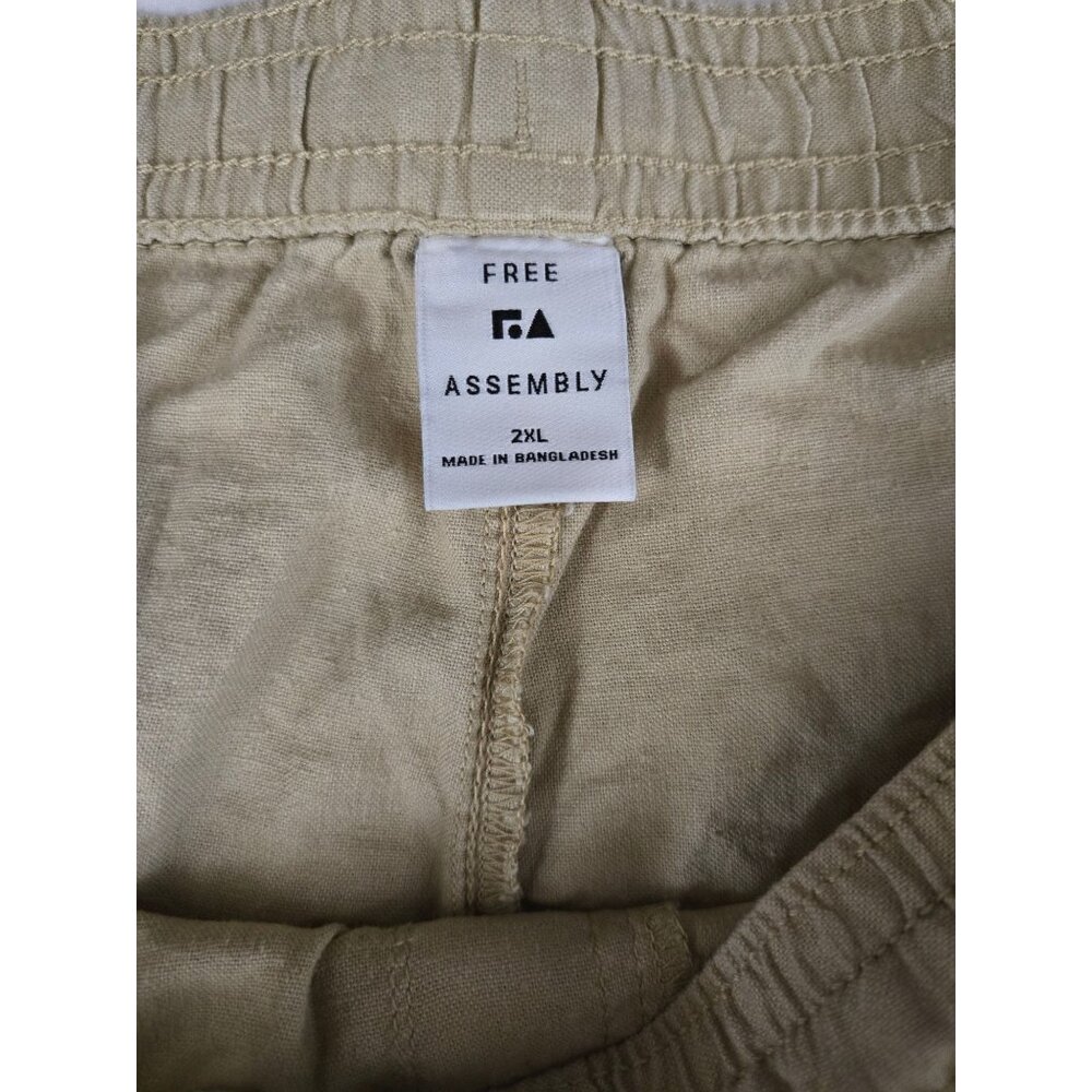Free Assembly Men's Linen Blend Pull-On Cargo Shorts Plus Size 2XL NWT - Picture 6 of 7